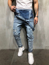 Load image into Gallery viewer, JAGO Men  Distressed Denim Overalls